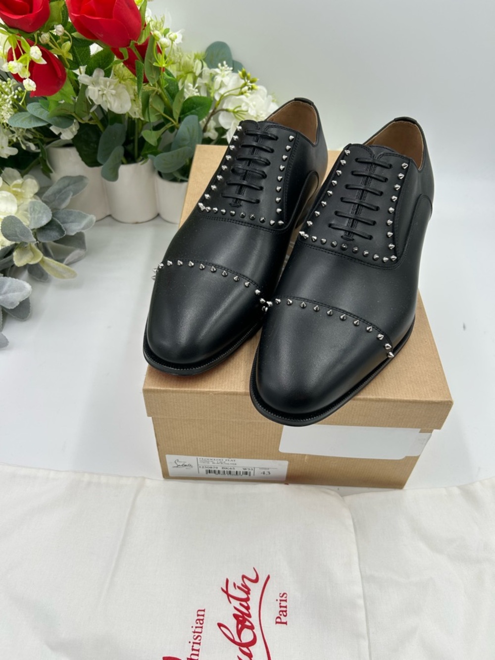 Men's Christian Louboutin CLOOCLOO spiked Leather, Oxford's size 43 made Italy - Picture 10 of 10